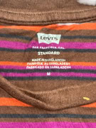 LEVI'S STRIPED T-SHIRT WITH LOGO TAB BROWN UNISEX MEDIUM
