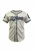 LOS ANGELES GRAPHIC BASEBALL JERSEY CREAM MEN PRE OWNED S