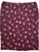 Luisa Spagnoli Leaf Print Midi Skirt Burgundy Women's XL