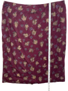 Luisa Spagnoli Leaf Print Midi Skirt Burgundy Women's XL