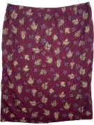 Luisa Spagnoli Leaf Print Midi Skirt Burgundy Women's XL