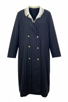 LUISA SPAGNOLI CAPPOTTO A RIGHE ANNI \'90 DOPPIOPETTO BLU SCURO DA DONNA L