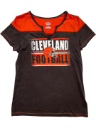Majestic Cleveland Browns T-Shirt Nero-Arancione da Donna L
