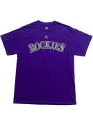 MAJESTIC Colorado Rockies MLB T-Shirt Spellout Logo Μοβ UNISEX M