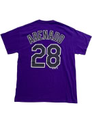 MAJESTIC Colorado Rockies MLB T-Shirt Spellout Logo Μοβ UNISEX M