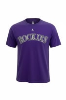 MAJESTIC Colorado Rockies MLB T-Shirt Spellout Logo Μοβ UNISEX M