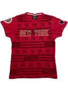 MAJESTIC COOPERSTOWN MLB NEW YORK YANKEES T-SHIRT CON STAMPA ALL-OVER ROSSO DA DONNA M