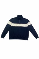 M&S felpa casual a righe blu scuro con zip 1/4 unisex XL