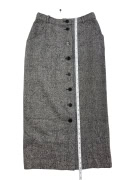 Marella Φούστα Midi Herringbone Μάλλινη Γκρι Κουμπιά Μπροστά Γυναικεία M