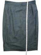 MARINA RINALDI MIDI SKIRT HOUNDSTOOTH BLUE/GREEN WOMEN M