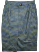 MARINA RINALDI MIDI SKIRT HOUNDSTOOTH BLUE/GREEN WOMEN M