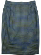 MARINA RINALDI MIDI SKIRT HOUNDSTOOTH BLUE/GREEN WOMEN M