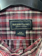 MARLBORO CLASSICS VINTAGE CHECK SHIRT BURGUNDY / RED MENS M