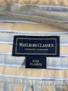 MARLBORO CLASSICS Camicia a righe con logo marrone-beige da uomo XL