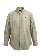 MARLBORO CLASSICS Camicia a righe con logo marrone-beige da uomo XL