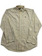 MARLBORO CLASSICS Camicia a righe con logo marrone-beige da uomo XL