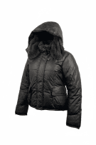 Massimo Rebecchi Piumino vintage con pelliccia nero da donna 46 (S)