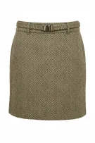 Max Mara Gonna vintage spigata con cintura beige-marrone da donna L