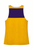 1990s MITCHELL AND NESS TANK TOP BASKETBALL LOS ANGELES LAKERS YELLOW AND PURPLE MEN PRE OWNED M