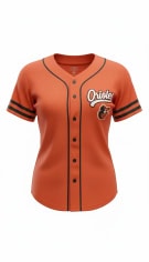 MLB Baltimore Orioles Jersey da baseball con logo arancione da donna L