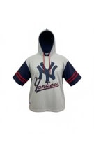 MLB NEW YORK YANKEES HOODED T-SHIRT VINTAGE ΛΟΓΟΤΥΠΟ ΓΚΡΙ/ΜΠΛΕ ΑΝΔΡΙΚΟ L