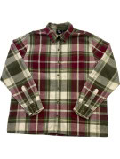 MS LEE FLANNEL SHIRT PLAID BURGUNDY GREEN MENS PRE OWNED M