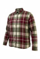 MS LEE FLANNEL SHIRT PLAID BURGUNDY GREEN MENS PRE OWNED M