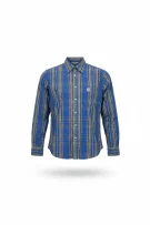 MURPHY & NYE SHIRT VINTAGE CHECKERED LOGO BLUE/BROWN MENS L