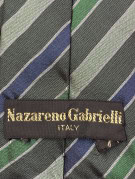 NAZARENO GABRIELLI TIE CLASSIC STRIPED DARK GREEN MENS PRE OWNED