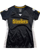 NFL STEELERS FOOTBALL JERSEY SPORTSWEAR BLACK WOMENS PRE OWNED S