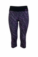 NIKE CAPRI LEGGINGS SPORTSWEAR GRAPHIC BLACK PURPLE WOMEN PRE OWNED L