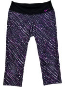 NIKE CAPRI LEGGINGS SPORTSWEAR GRAPHIC BLACK PURPLE WOMEN PRE OWNED L