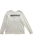 NIKE maglia a maniche lunghe Missouri Track and Field con logo bianco unisex taglia large usata
