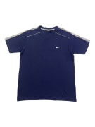 NIKE T-SHIRT 90s EMBROIDERED LOGO BLUE UNISEX L
