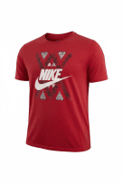 NIKE T-SHIRT ATHLETIC CUT GEOMETRIC LOGO PRINT RED MENS LARGE