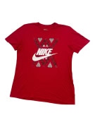 NIKE T-SHIRT ATHLETIC CUT GEOMETRIC LOGO PRINT RED MENS LARGE