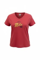Nike T-Shirt Κόκκινο V-Neck Graphic Print Γυναικείο M