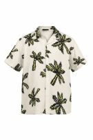 NO BOUNDARIES CAMICIA TROPICAL PRINT OFF WHITE UOMO PRE OWNED XXL