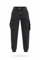 VINTAGE CARGO PANTS STREETWEAR ΜΑΥΡΟ GYNAIKEIO PRE OWNED XXS
