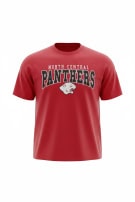 NORTH CENTRAL PANTHERS GRAPHIC TEE COLLEGIATE RED UNISEX PRE OWNED