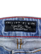 PHILIPP PLEIN DISTRESSED STRAIGHT CUT JEANS WITH LOGO BLUE UNISEX S