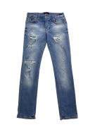 PHILIPP PLEIN DISTRESSED STRAIGHT CUT JEANS WITH LOGO BLUE UNISEX S