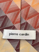 PIERRE CARDIN TIE RETRO GEOMETRIC BROWN BEIGE MENS PRE OWNED
