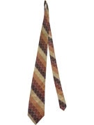 PIERRE CARDIN TIE RETRO GEOMETRIC BROWN BEIGE MENS PRE OWNED