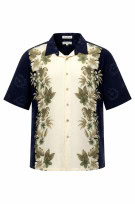 PIERRE CARDIN HAWAIIAN SHIRT NAVY AND CREAM MENS PRE OWNED XL