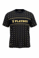 PLAYBOY T-SHIRT BIG LOGO MONOGRAM ΜΑΥΡΟ UNISEX L