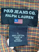 POLO JEANS CO RALPH LAUREN ΚΟΝΤΟΜΑΝΙΚΟ ΠΟΥΚΑΜΙΣΟ ΚΑΡΟ ΚΑΦΕ ΑΝΤΡΙΚΟ PRE OWNED L