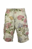 POLO JEANS COMPANY VINTAGE bermuda cargo con motivo floreale beige da uomo S