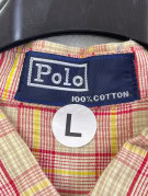 POLO SHORT SLEEVE SHIRT CLASSIC BEIGE CHECK MEN PRE OWNED L