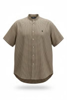 POLO RALPH LAUREN SHORT SLEEVE SHIRT CLASSIC BROWN BEIGE MENS PRE OWNED XL